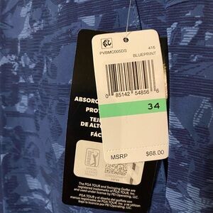 NWT PGA Tour Short Size 34 Blue Print
